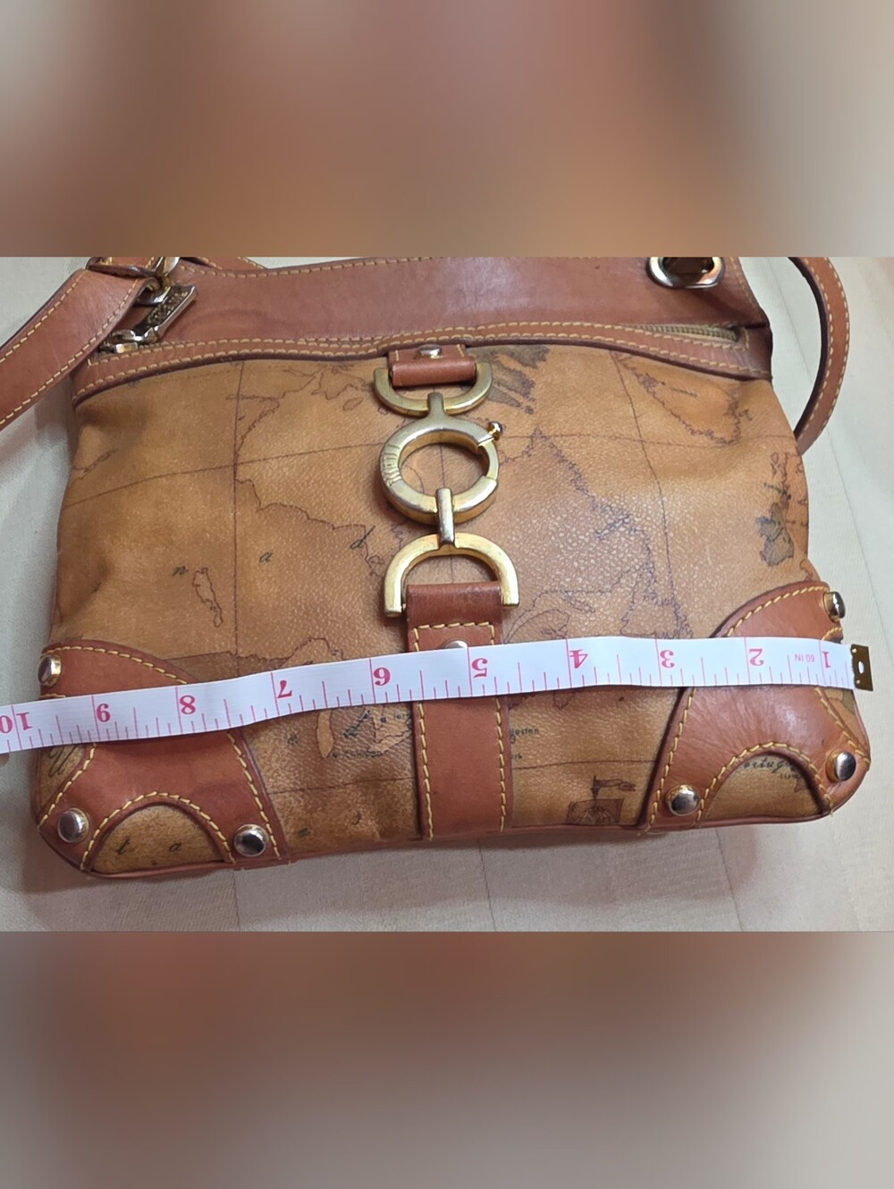 GENUINE ALVIERO MARTINI 1A CLASSE GEO CLASSIC MAP PRINT CROSSBODY SATCHEL PURSE - Picture 2 of 11
